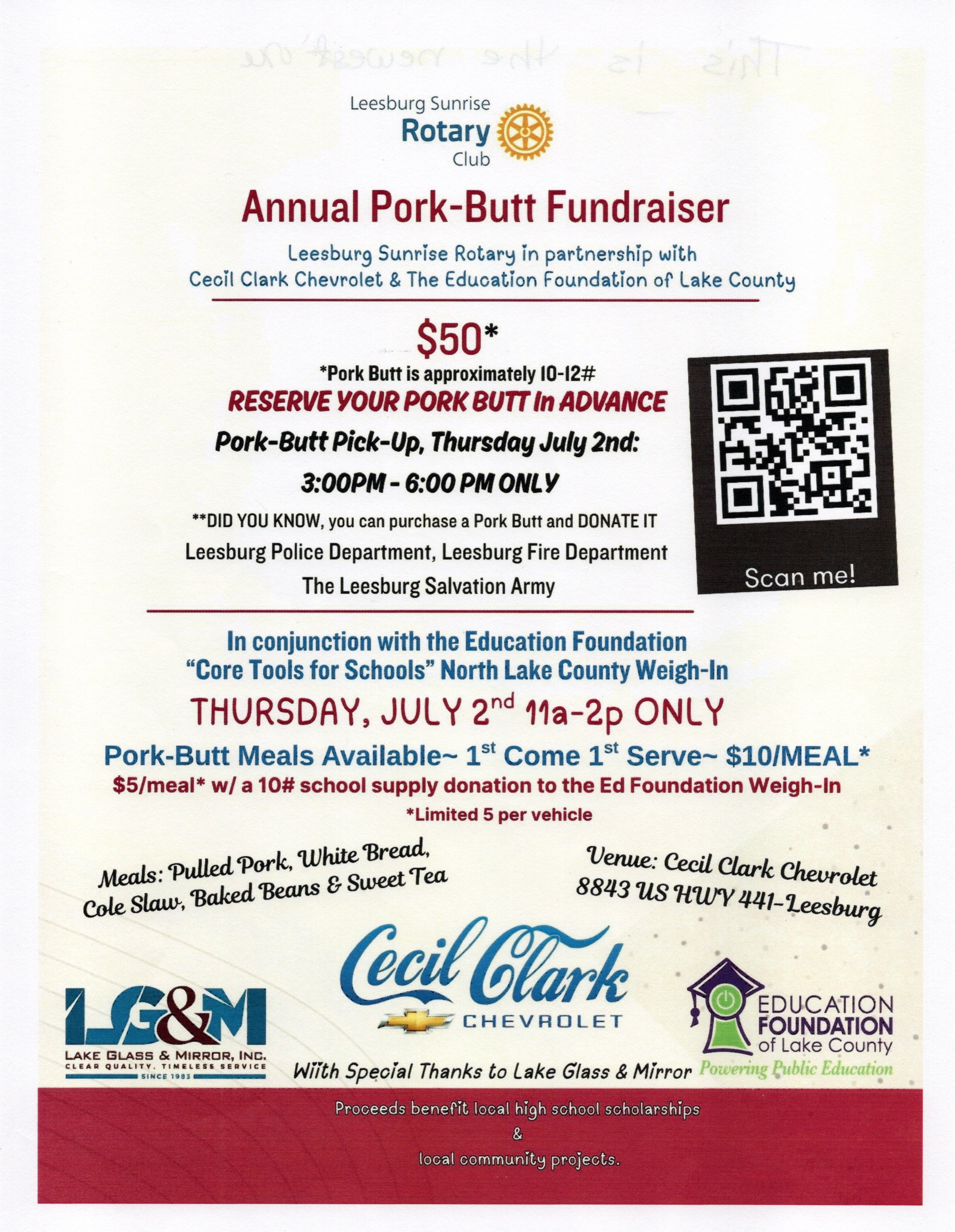 Annual Pork Butt Fundraiser
